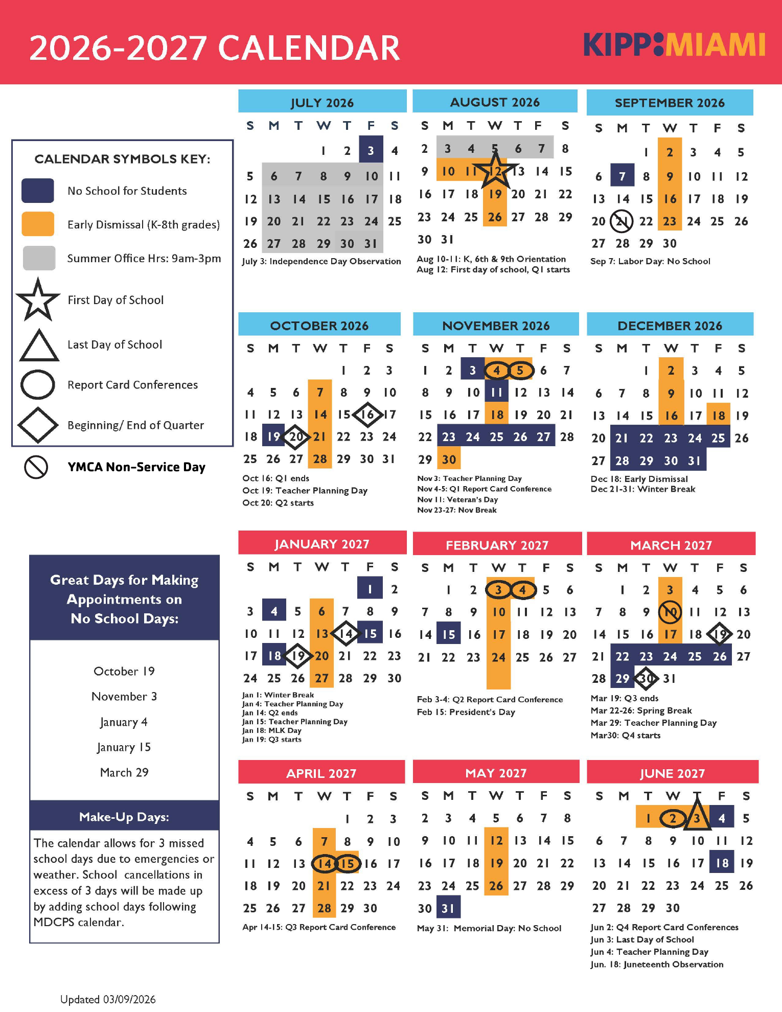 KIPP Miami 2026–2027 KIPP Miami School Calendar