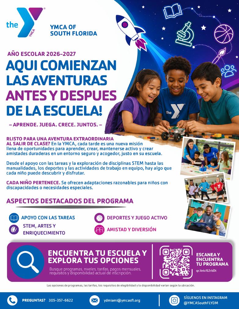 Spanish YMCA 2026-2027 before and afterschool program flyer